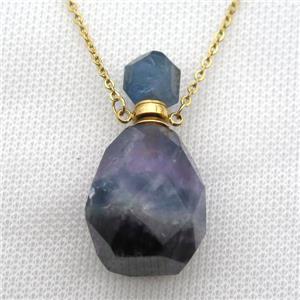 Fluorite Gemstone perfume bottle Necklace, approx 20-40mm