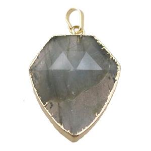 Labradorite arrowhead pendant, gold plated, approx 22-28mm