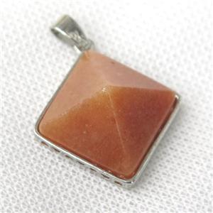 red Aventurine pyramid pendant, approx 20mm