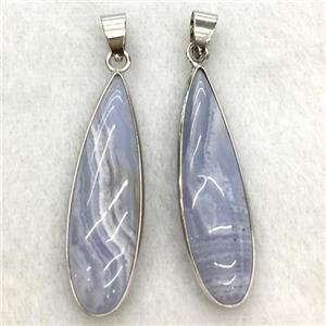 blue lace agate teardrop pendant, approx 10x35mm