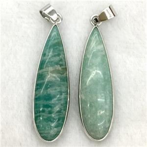 green amazonite teardrop pendant, approx 10x35mm