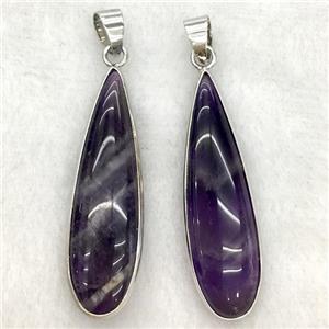 purple amethyst teardrop pendant, approx 10x35mm