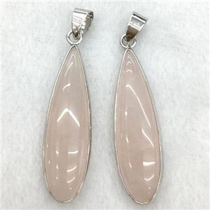 rose quartz teardrop pendant, approx 10x35mm