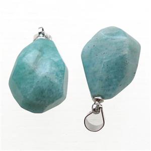 green Amazonite pendant, freeform, approx 12-16mm