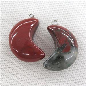 Red Jasper pendant, Crescent moon, approx 12-25mm