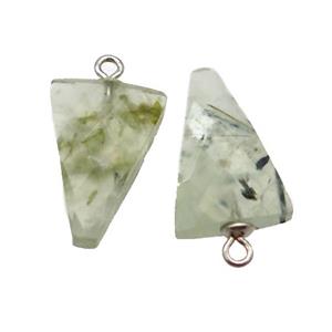 green Prehnite pendant, faceted arrowhead, approx 11-16mm