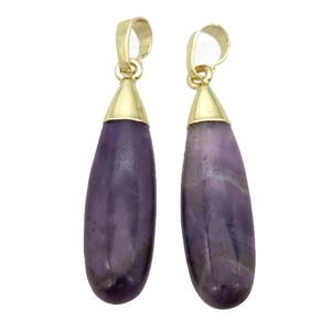 purple Amethyst teardrop pendant, gold plated, approx 10-35mm