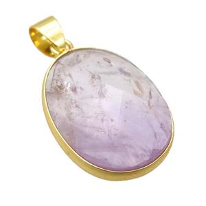 Amethyst oval pendant, approx 17-22mm