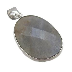 Labradorite oval pendant, approx 17-22mm