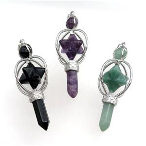 mixed gemstone magicwand pendant, approx 8-60mm