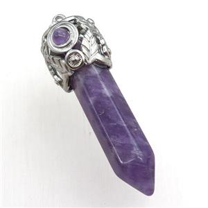 Amethyst bullet pendant, approx 10-55mm