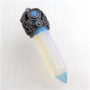 white opalite bullet pendant, approx 10-55mm