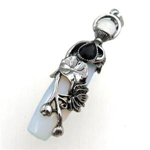 white opalite stick pendant, approx 16-60mm