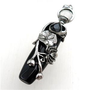 black onyx agate stick pendant, approx 16-60mm