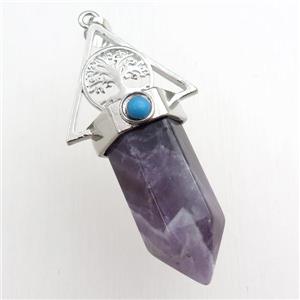 amethyst bullet pendant, approx 15-55mm