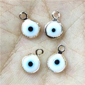 white Lampwork evil eye pendant, approx 6mm dia