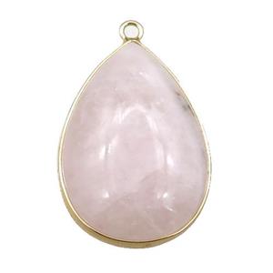 Rose Quartz teardrop pendant, approx 20-30mm