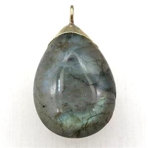 Labradorite teardrop pendant, gold plated, approx 20-30mm