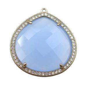 blue cats eye stone peandant paved rhonestone, faceted teardrop, approx 27mm