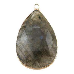 Labradorite pendant, faceted teardrop, approx 20-30mm