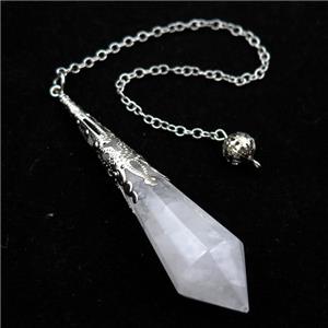 Clear Quartz pendulum pendant, approx 17-70mm, chain: 16cm length