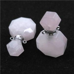 Rose Quartz perfume bottle pendant, approx 20-35mm