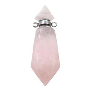 Rose Quartz perfume bottle pendant, approx 17-41mm