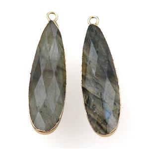 Labradorite teardrop pendant, gold plated, approx 10-35mm