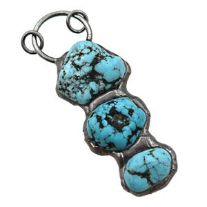 Blue Magnesite Turquoise Nugget Pendant Antique Black, approx 20-60mm