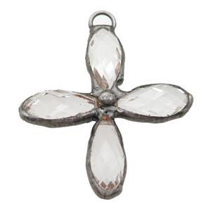 Crystal Glass Cross Pendant, approx 50-55mm