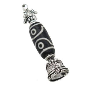 tibetan style Agate pendant, antique silver, approx 12-55mm