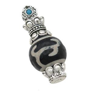 tibetan style Agate pendant, antique silver, approx 20-40mm