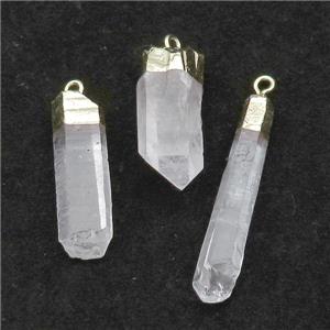 Clear Quartz stick pendant, silver plated, approx 8-30mm