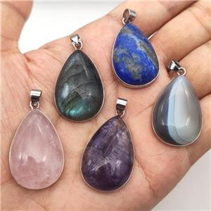 mix Gemstone Teardrop Pendant, approx 20-30mm