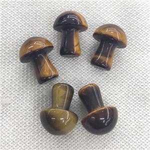 Tiger eye stone mushroom charm, no hole, approx 15-20mm