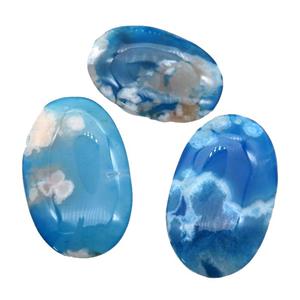 blue Sakura Cherry Agate Oval Pendant, approx 38-60mm