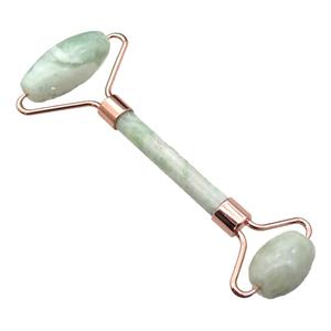 green New Mountain Jade Roller GuaSha Massage Tools, rose gold, approx 18-40mm, 150mm