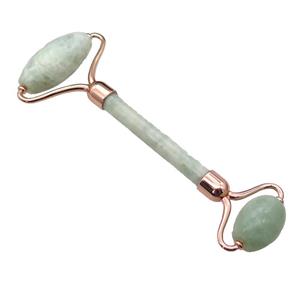 green New Mountain Jade Roller GuaSha Massage Tools, rose gold, approx 18-40mm, 150mm