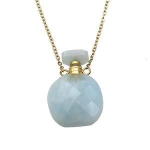 blue Aquamarine perfume bottle Necklace, approx 15-20mm