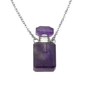 Amethyst perfume bottle Necklace, approx 10-20mm