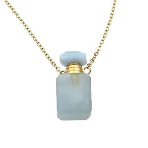 blue Aquamarine perfume bottle Necklace, approx 10-20mm