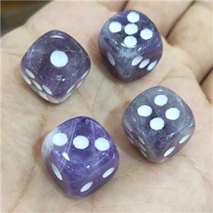 Purple Amethyst Cube Dice, approx 15mm