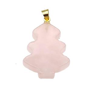 Rose Quartz Christmas Tree Pendant Pink, approx 19-24mm