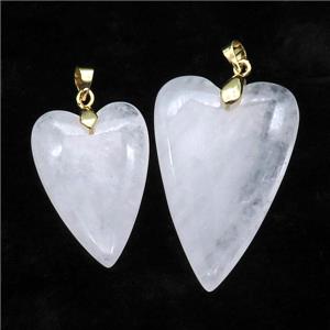 Clear Quartz Heart Pendant, approx 20-30mm