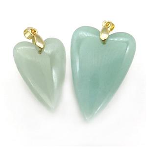 Green Aventurine Heart Pendant, approx 25-40mm