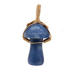 Blue Aventurine Mushroom Pendant Wire Wrapped, approx 18-28mm