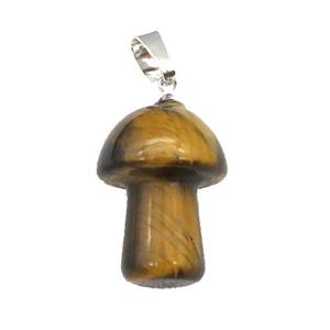 Yellow Tiger Eye Stone Mushroom Pendant, approx 15-20mm