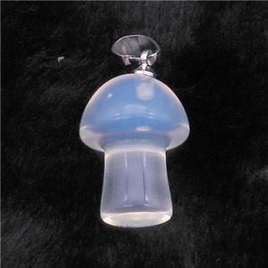 White Opalite Mushroom Pendant, approx 15-20mm