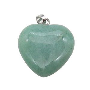 Green Aventurine Heart Pendant, approx 25mm