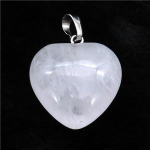 Clear Quartz Heart Pendant, approx 25mm